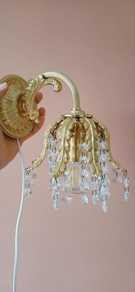 Prachtige Wandlamp Goud Glaskralen image 7