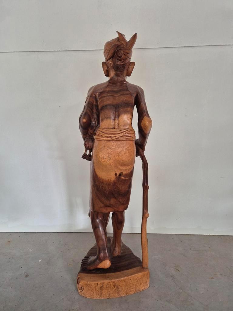 Groot Balinees Beeld Man Met Haan Bali Hout 105 Cm image 13
