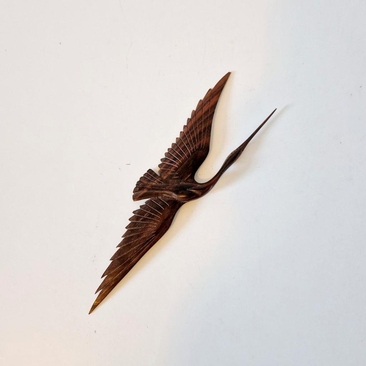 Vintage Teakhouten Wandvogel image 2