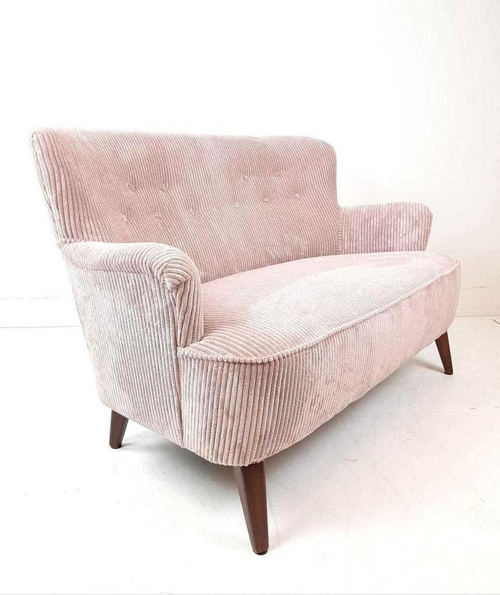 Vintage Artifort Theo Ruth Bank Tweezits Roze Rib Nieuw image 2
