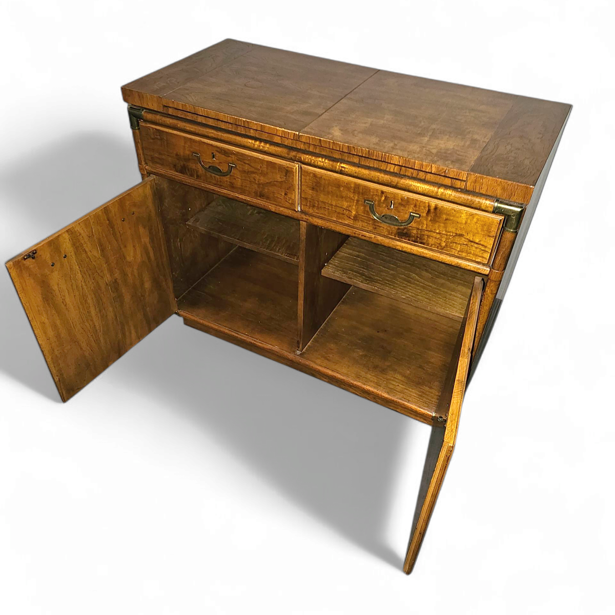 Vintage Drexel Accolade Campaign Server Dry Bar On Casters / Flip Top 1980s image 14