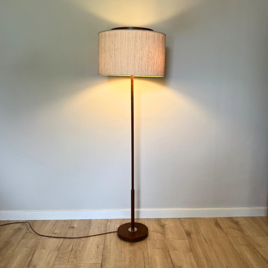 Midcentury Design Vloerlamp - Teak, Ecru Kap Temde Leuchten image 3