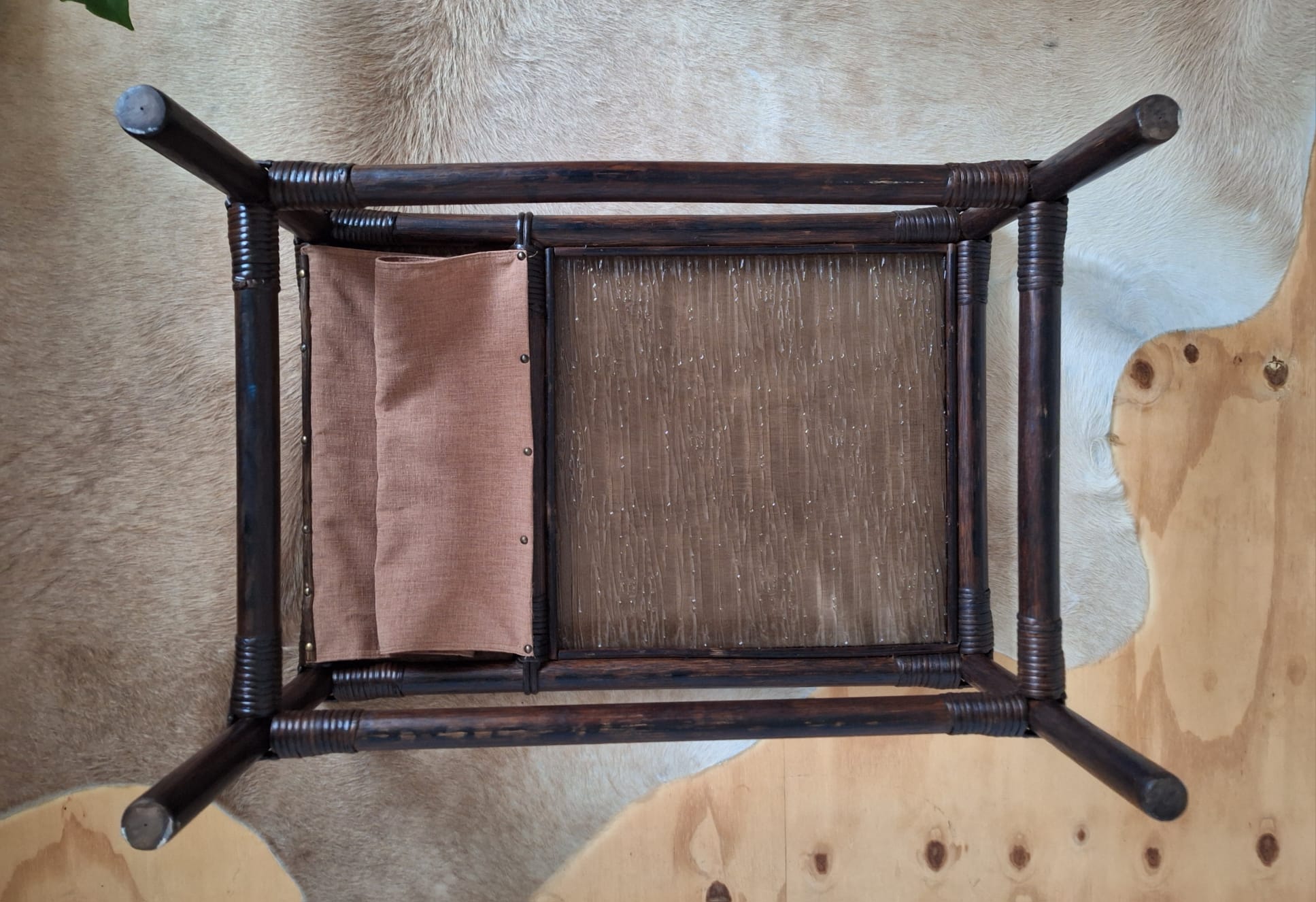 Vintage Rotan Salontafel Met Glasplaat En Lectuurbak image 15