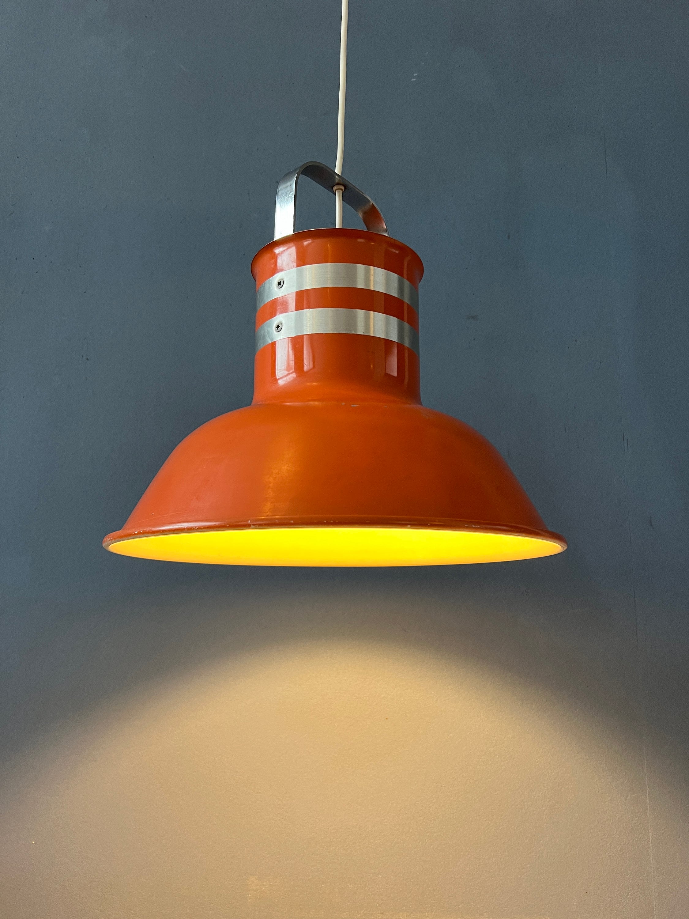 Mid Century Oranje/rode Metalen Space Age Hanglamp image 5