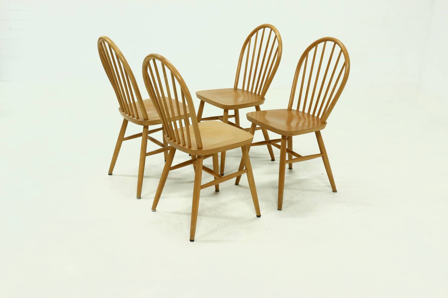 Set Of 4 Scandinavian Spindle Back Dining Chairs In Style Of Akerblom 1960s image 6