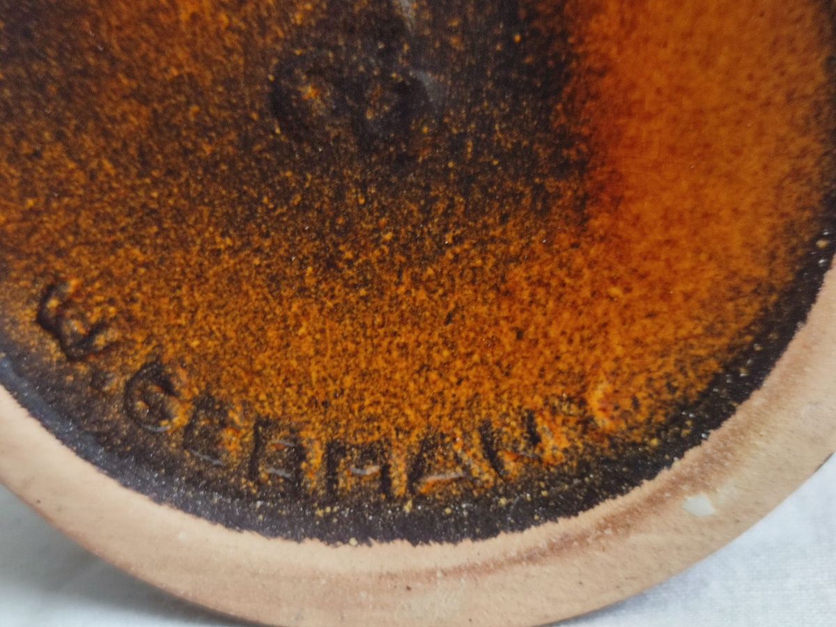 Vintage Scheuring West Germany Vaas Karaf Rood Bruin Lava 447-22 image 5