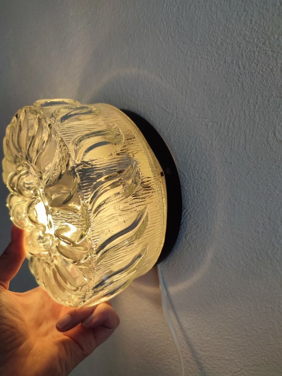 Vintage Plafondlamp Plafonnière Wandlamp Glas Organisch image 4
