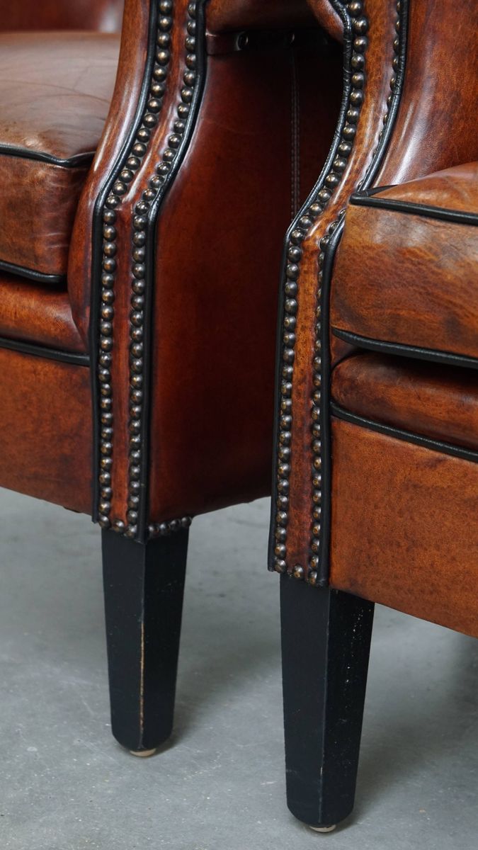 Set Van 2 Zeer Mooie Sierlijke Schapenleren Armchairs Met Een Luxe Afwerking image 14