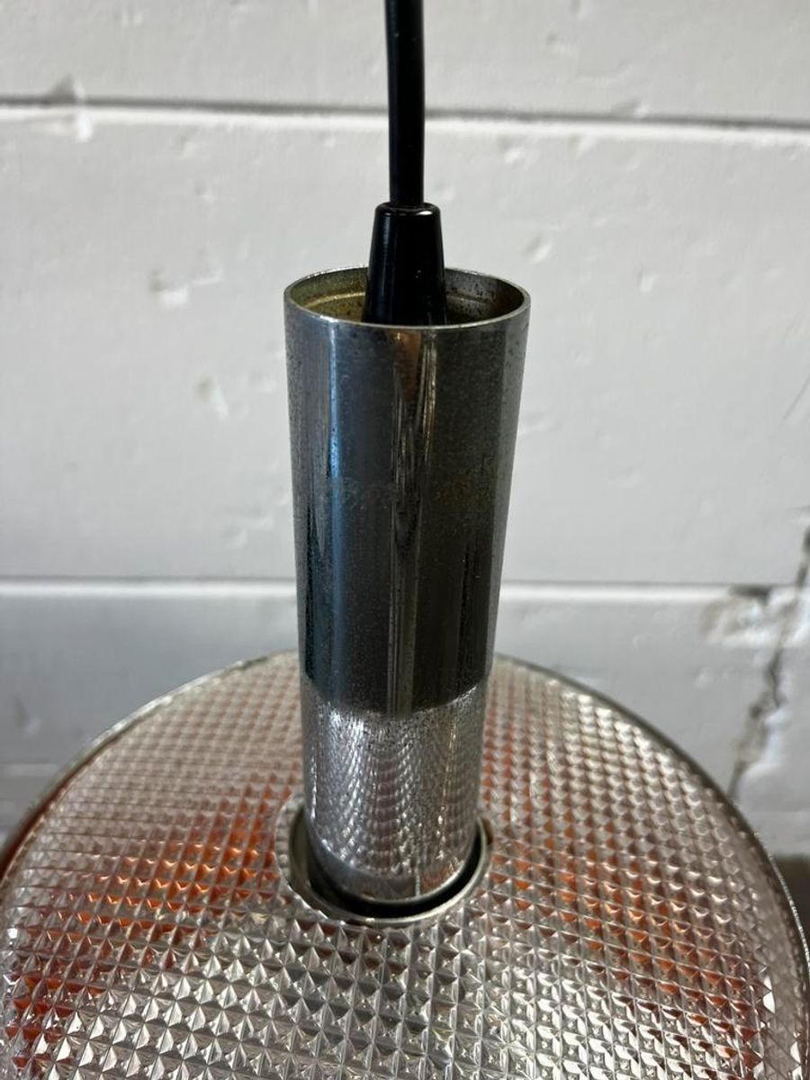 Vintage Chromen Ufo Luster / Hanglamp Met Oranje Accent image 6