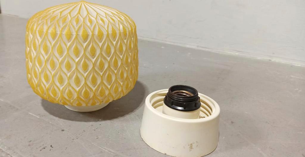 Vintage Glazen Plafondlamp, Wit En Geel image 14