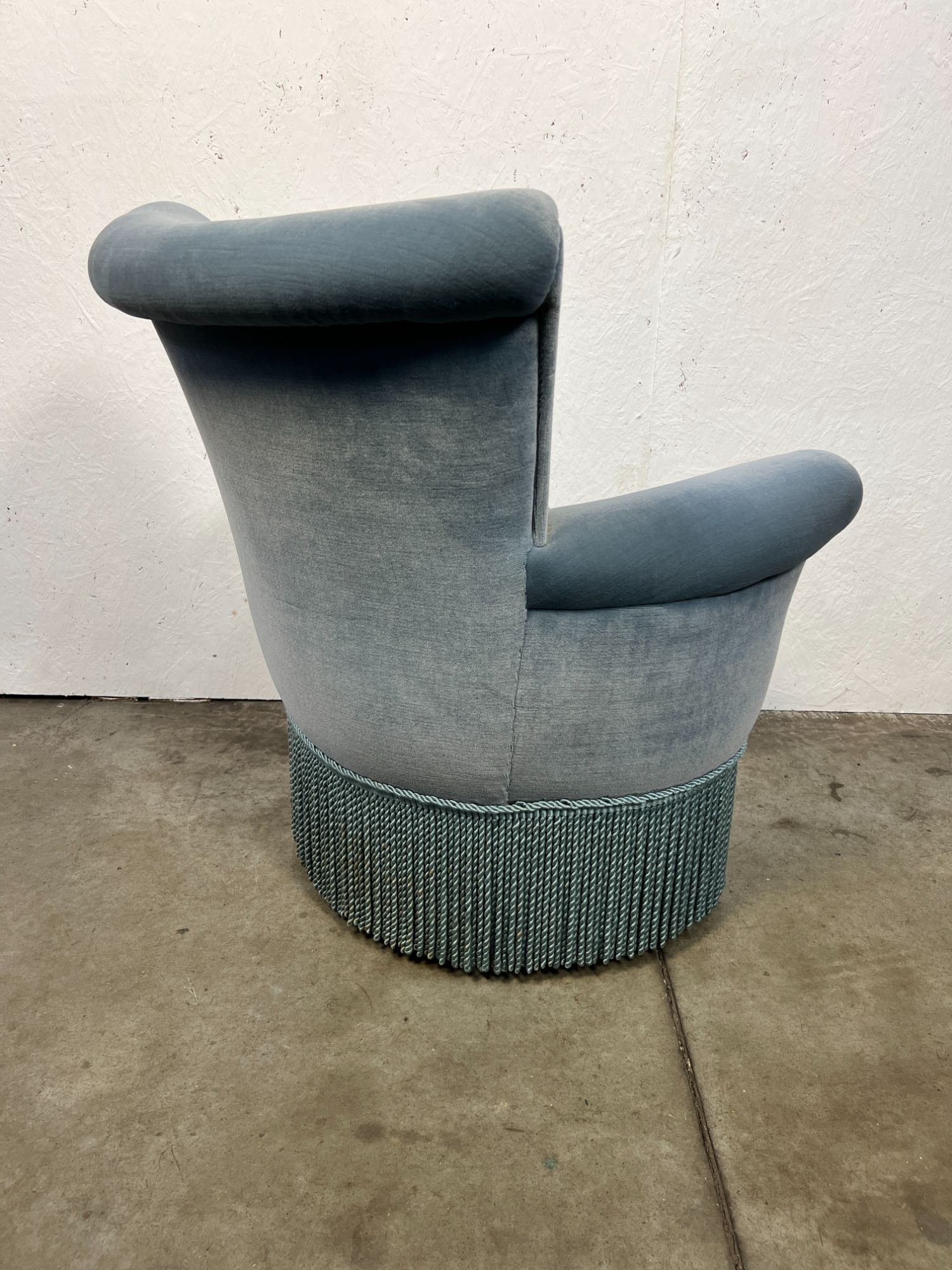 Vintage Cocktailstoel, Frankrijk 1960's, Blauw Velours image 11