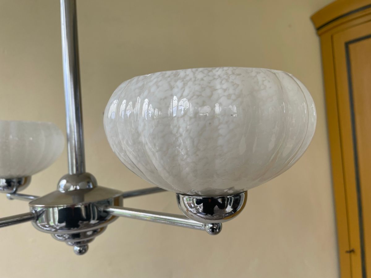 Hanglamp Lamp Plafondlamp Art Deco 1930 4 Arms Clichyglas Frans image 9