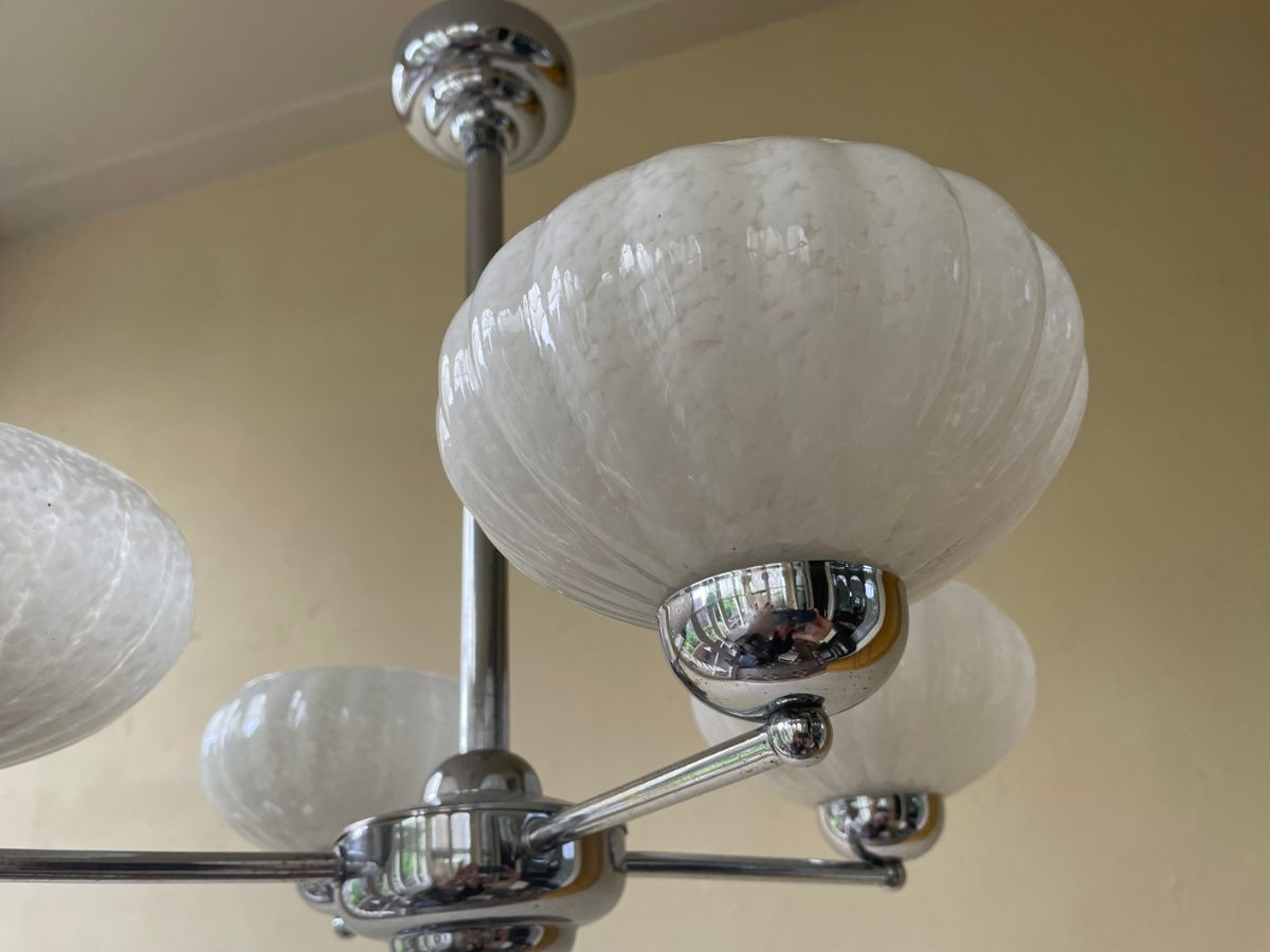 Hanglamp Lamp Plafondlamp Art Deco 1930 4 Arms Clichyglas Frans image 7
