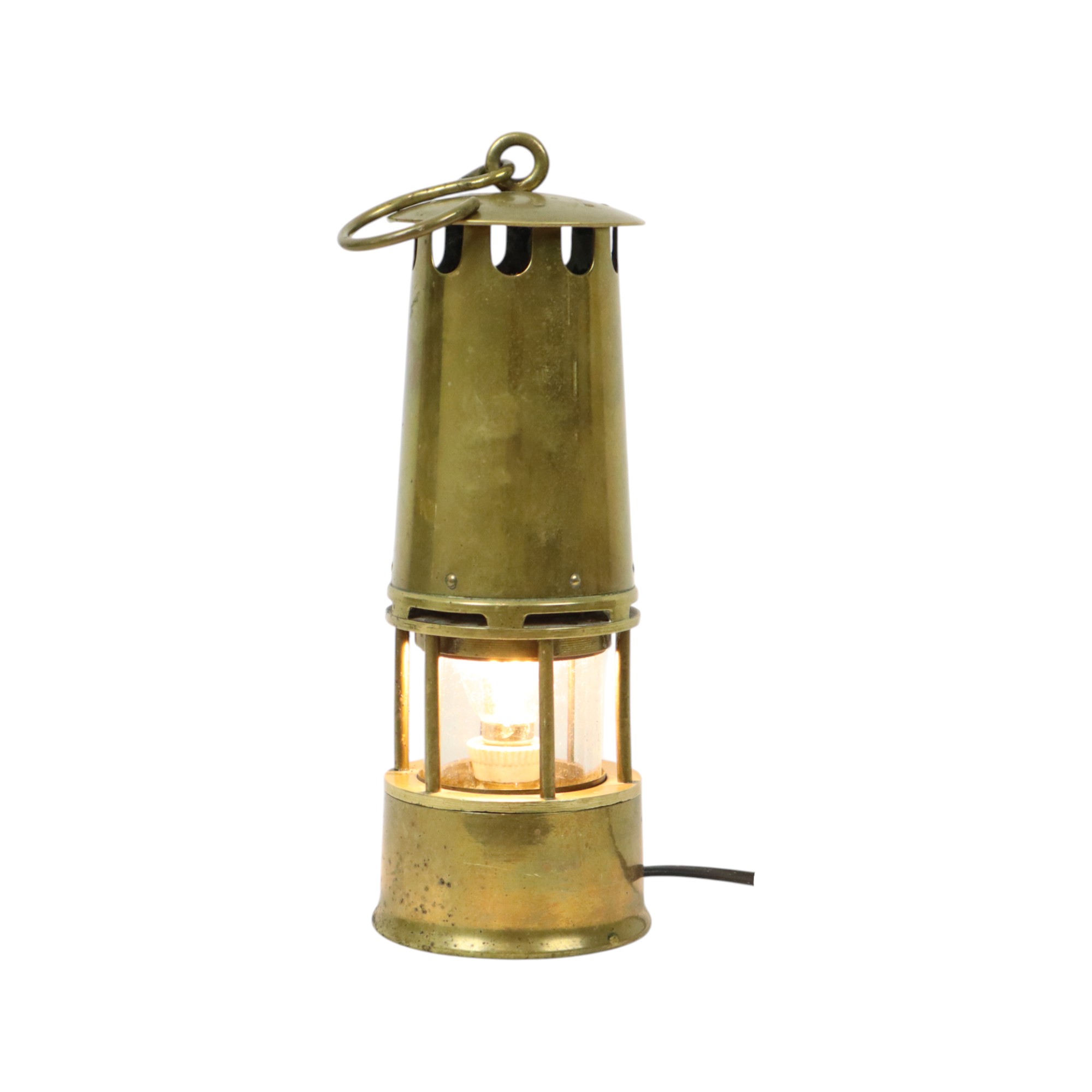 Oude Messing Mijnwerkerslamp Memorabilia Mijn 26cm image 2