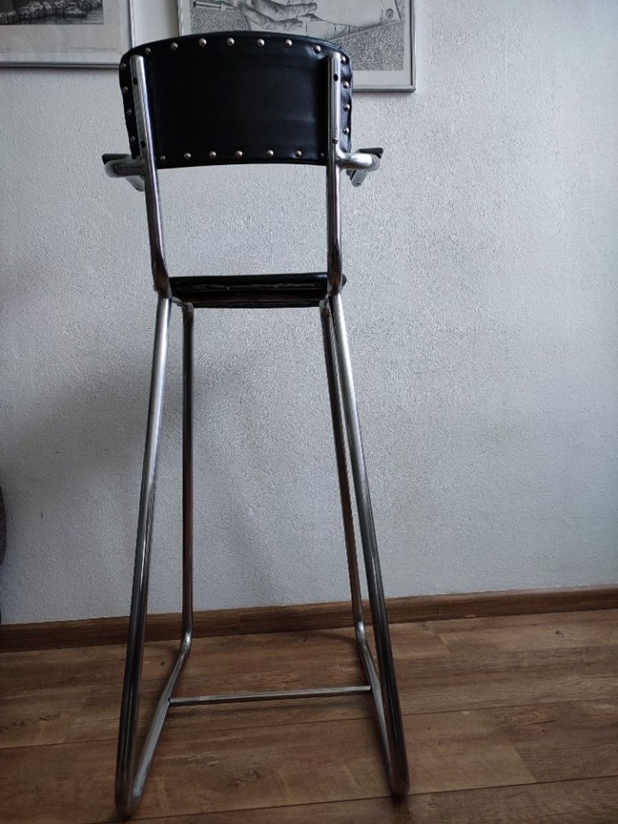Vintage Kinder Kappersstoel 1950 Gispen Stijl Chroom & Zwart Barber Chair Children image 6