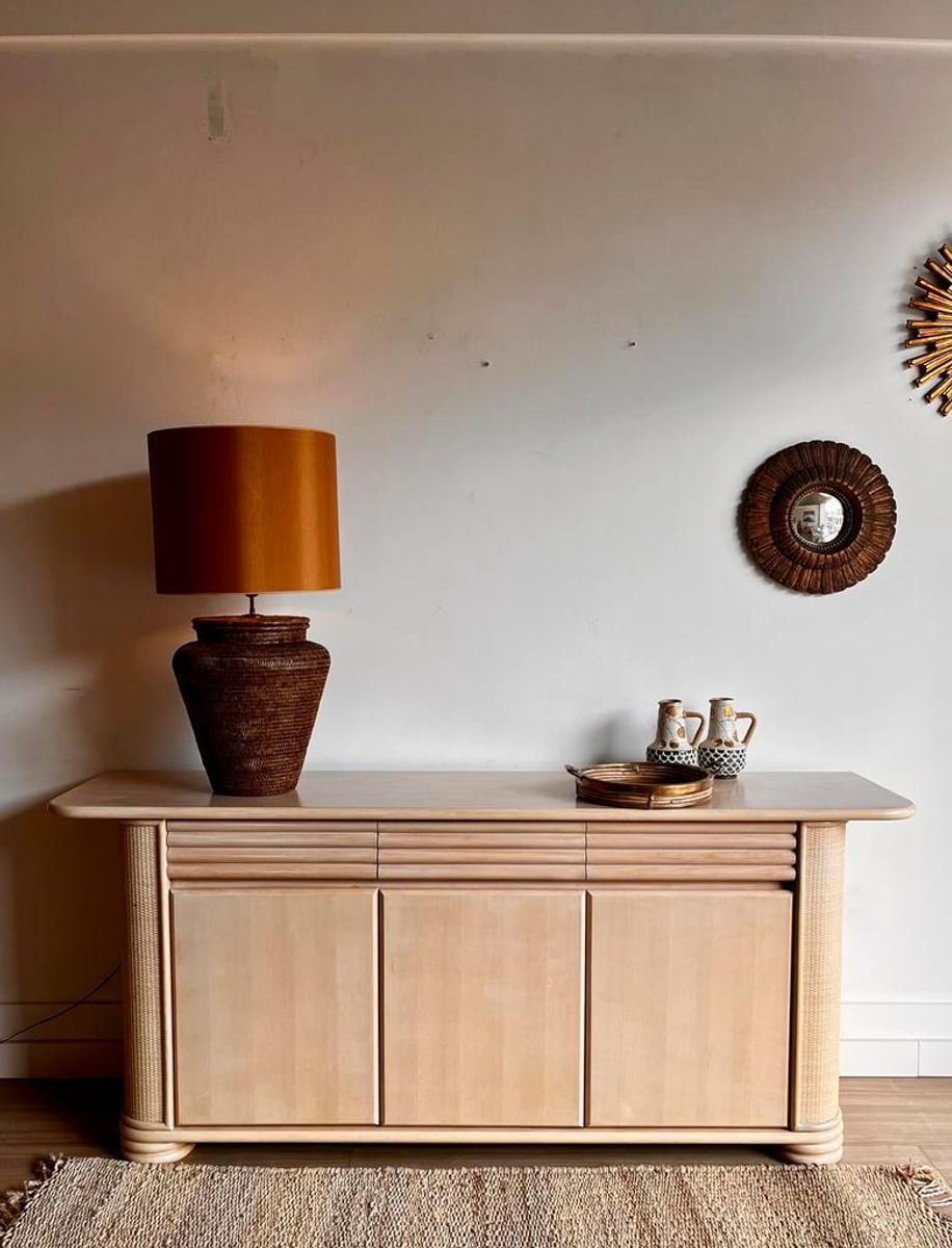 Sale Italiaans Bamboe Rotan Sideboard Dressoir Vintage image 2