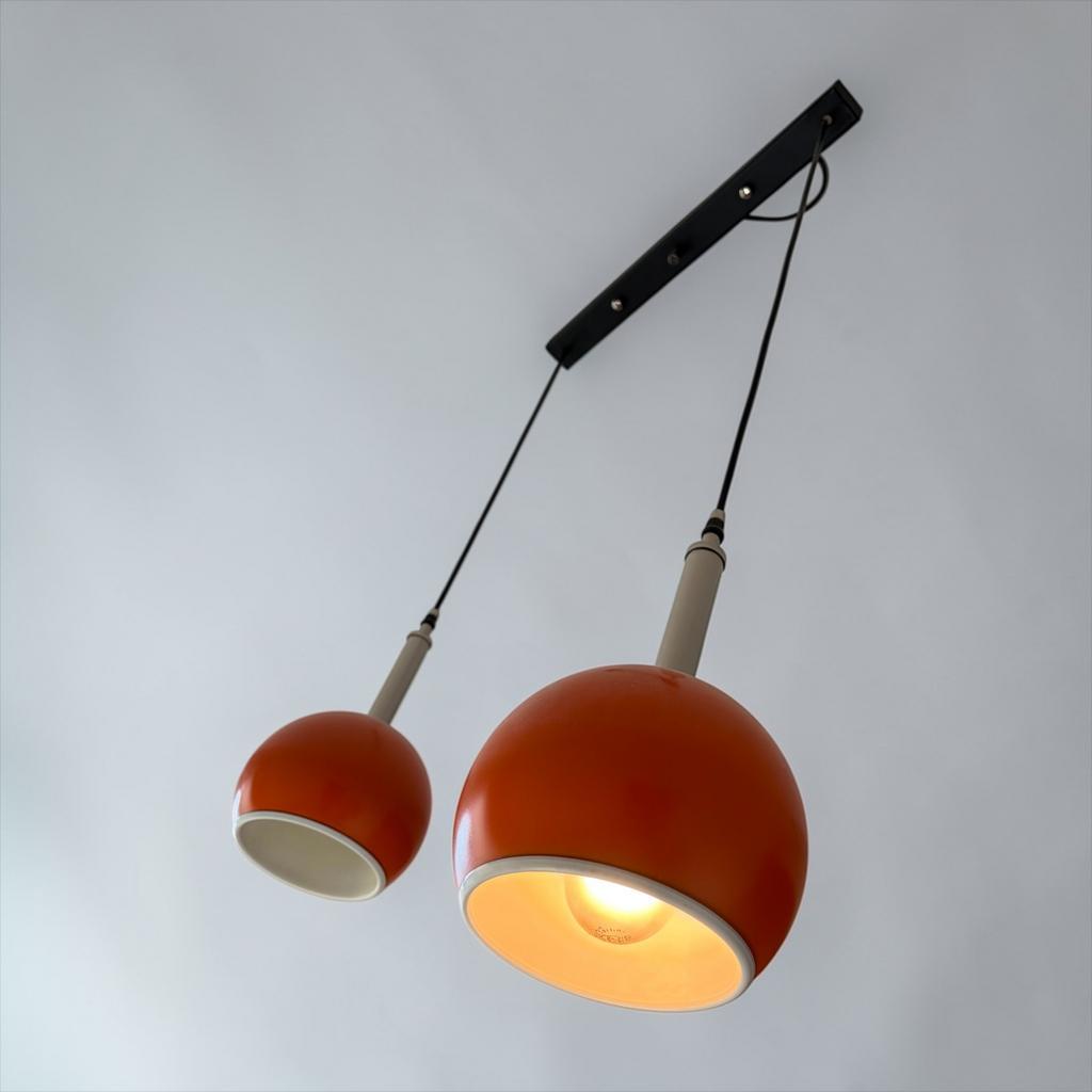 Vintage Oranje Eye Ball Luster / Hanglamp Met 2 Lichtpunten image 2
