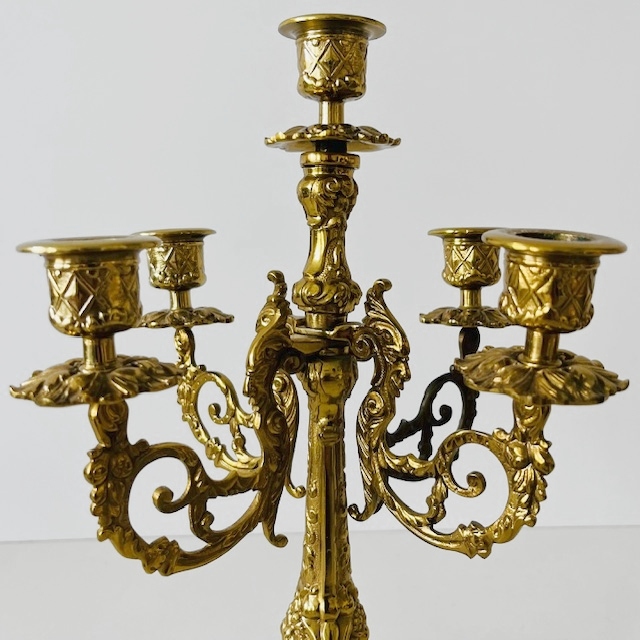 Gotische Messing Candelabra Met Vijf Armen Barok image 4