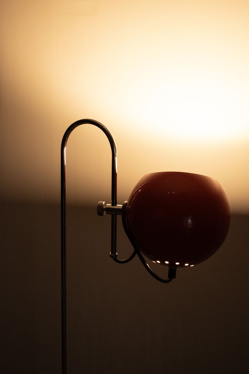 Oranje 70's Vloerlamp Met Verstelbare Bol image 7
