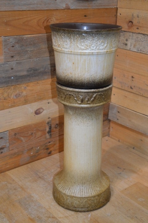 Vintage Keramische Zuil Met Pot – West-duits Aardewerk Van Wegmann image 8