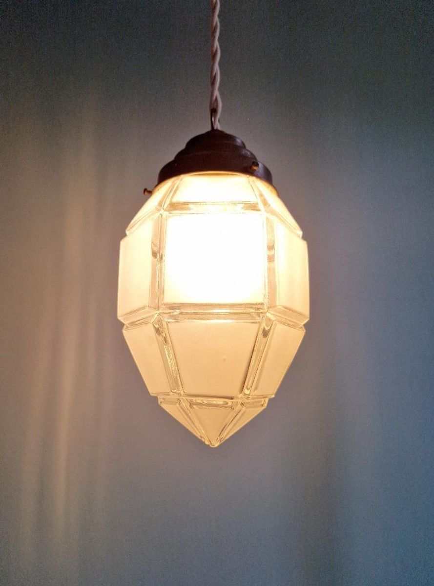 Art Deco Hanglamp In Gesatineerd Glas, 1920-30s image 7