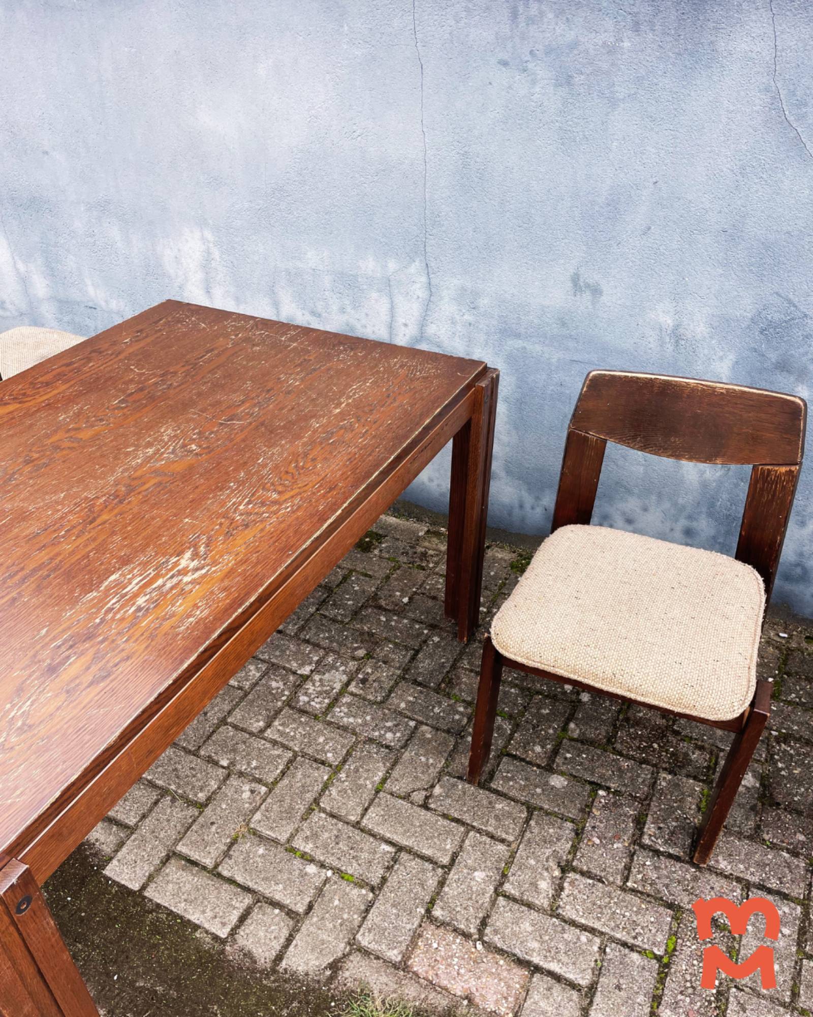 Brutalist Jaren 60 Eetkamerset (uitschuifbare Stafel + 4 Stoelen) image 16