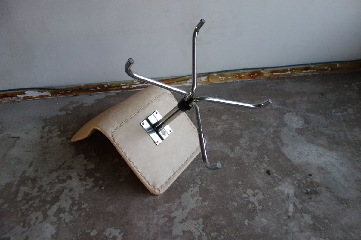 Vintage Brabantia Stoel / Stool / Chair Voor Eetkamer Of Keuken In Beige Kunstleder (skai) image 15