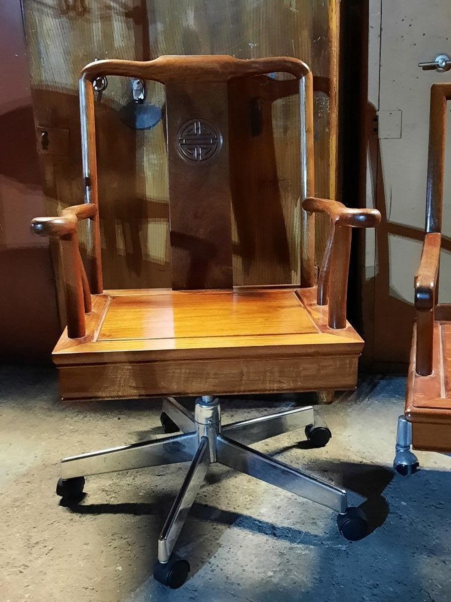 2 Mahonie Bureaustoelen Chinese Stijl image 10