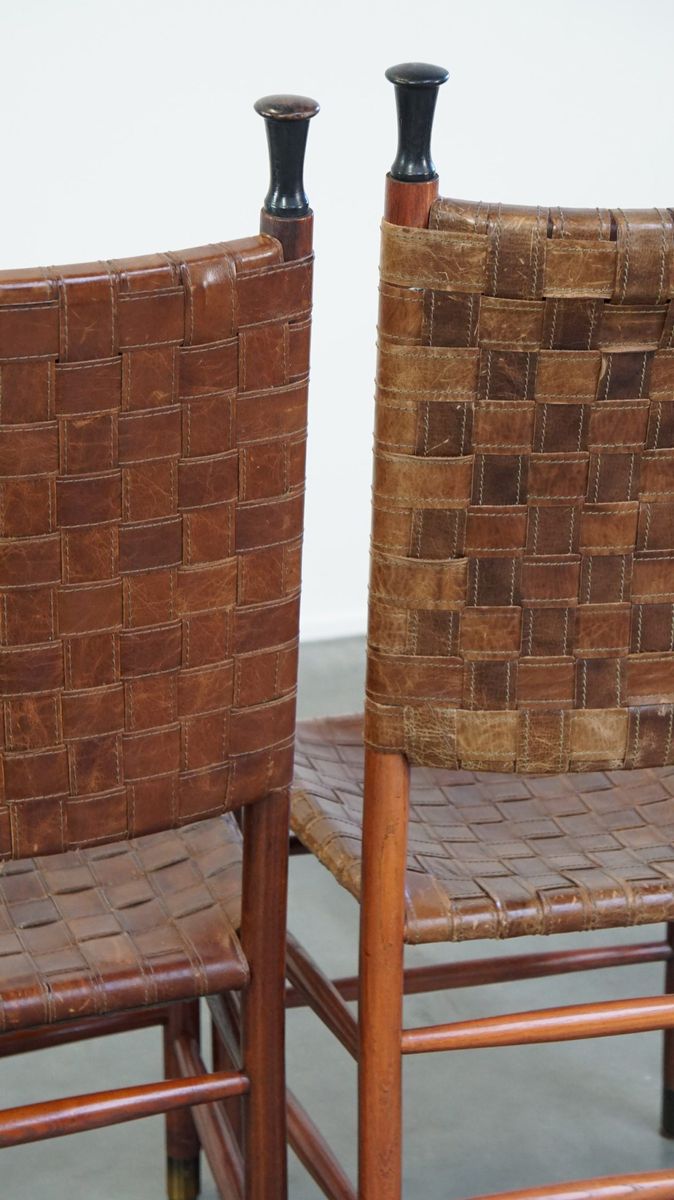 Set Van 6 Schuitema Eetkamerstoelen Uit De Shaker Collectie Met Gevlochten Leren Zitting image 13