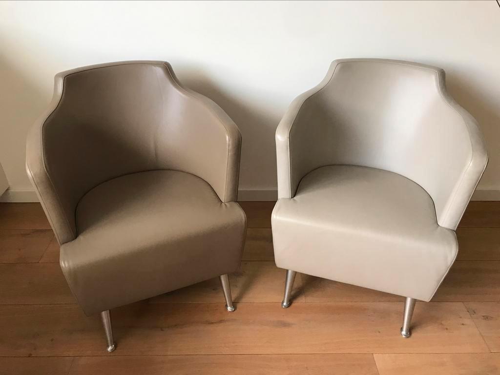 2x Italian Moroso Jules Leren Fauteuils By Enrico Franzolini image 5