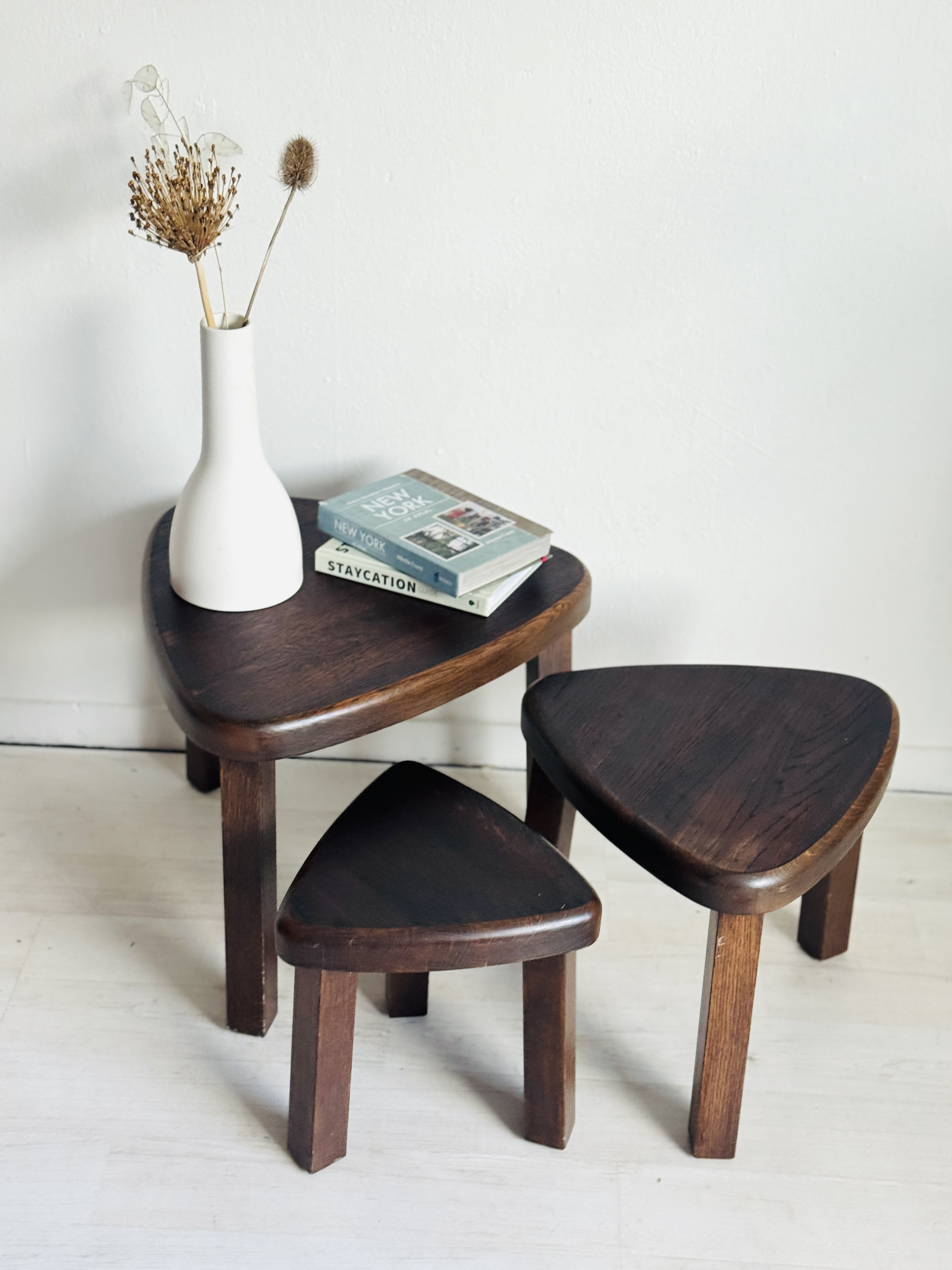 Set Vintage Bijzettafeltjes Nesting Tables Jaren 70 Brutalist image 4
