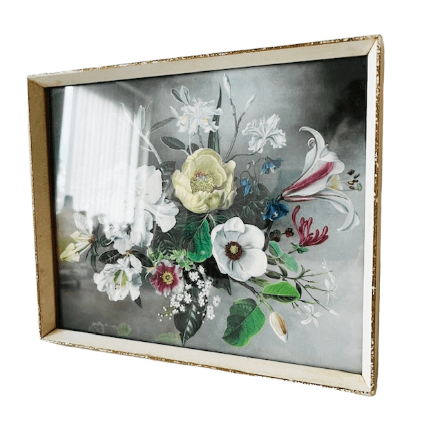 Vintage Lijstje Met Bloemen Lithografie 1950’s image 4