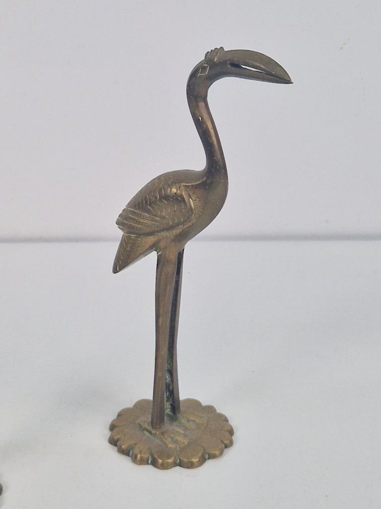 Set 2 Vintage Messing Flamingo Kraanvogel '70 Regency Goud image 5