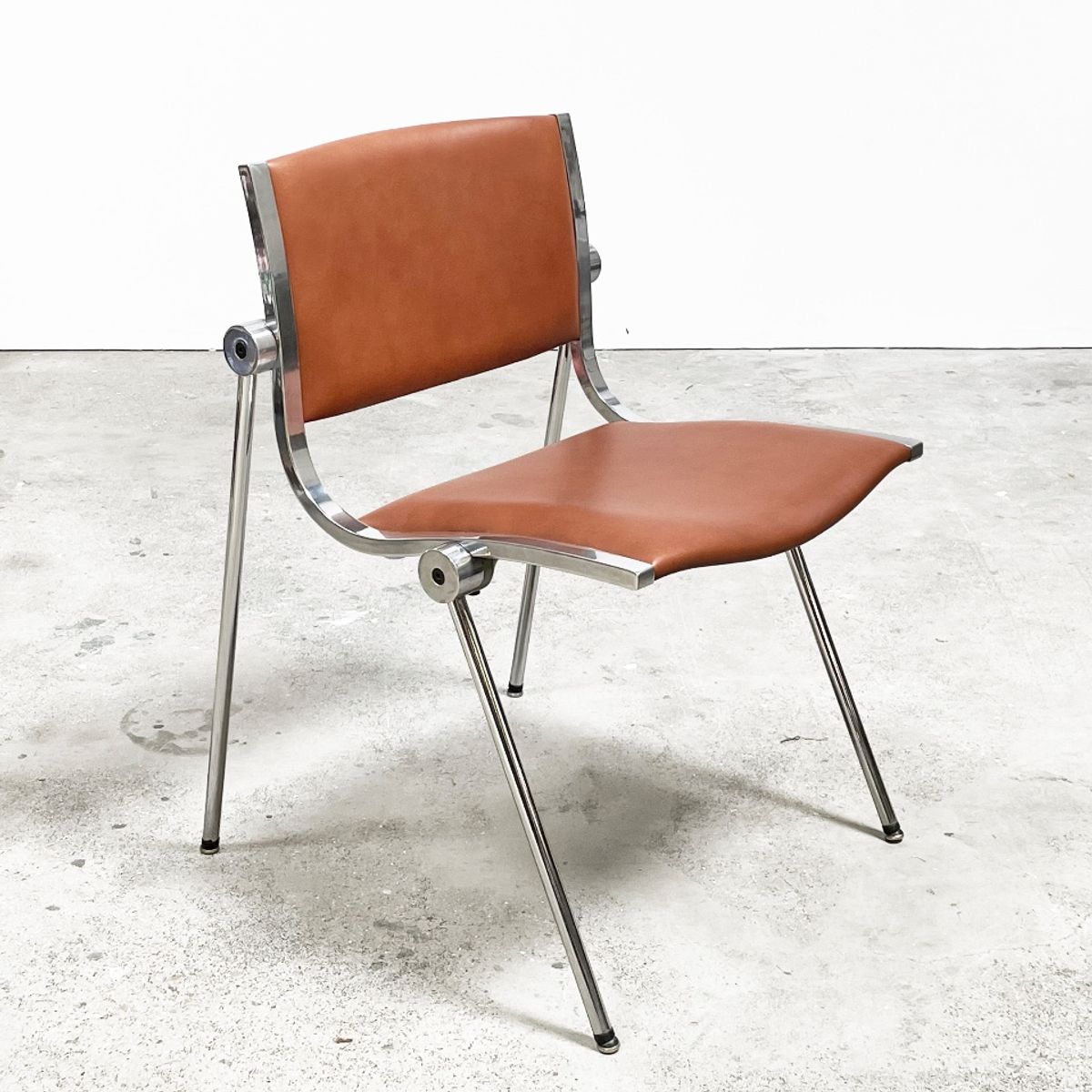 Vintage Italiaanse Vaghi 601 Linea Uno Arch Stoel Opnieuw Bekleed Met Leer. image 6