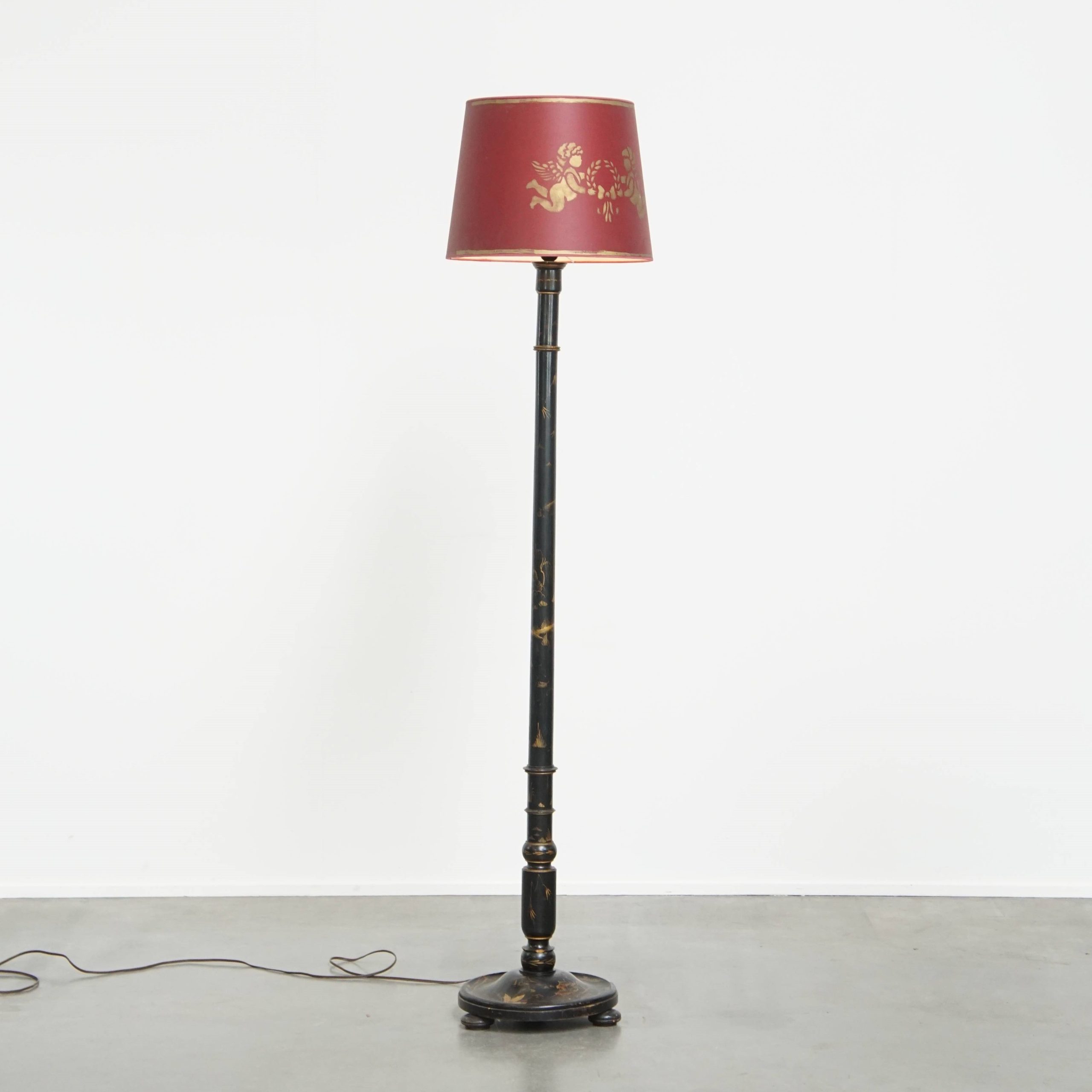 Prachtige Antieke Engelse Staande Lamp Uit Begin 1900 In Japanse Stijl Met Uniek Schilder Werk image 2
