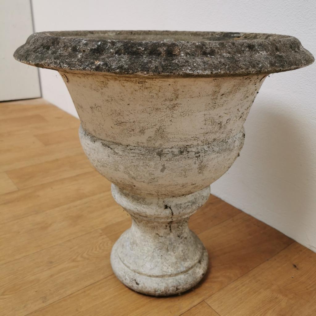 Brocante Franse Stenen Tuinvaas, Bloempot Tuinpot Steen 402 image 7