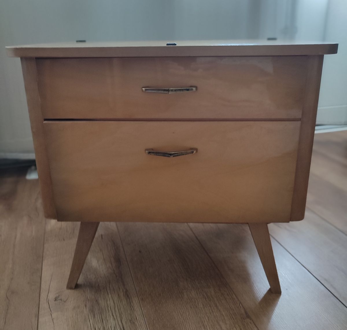 Vintage Nachtkast Bedside Table Nachtkastje Hout Lade image 2
