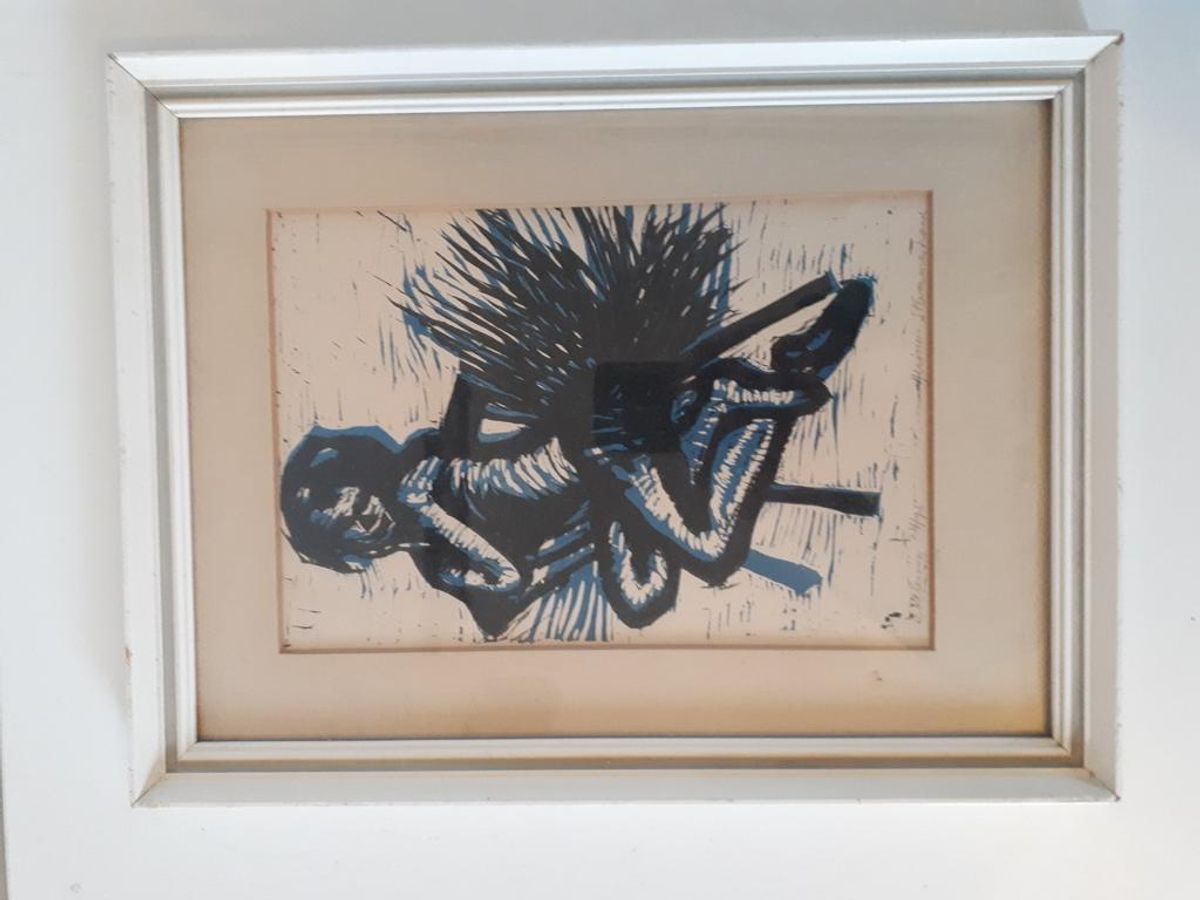 Linoneum Snede Ballerina Schilderij Gesigneerd Kunst Druk image 5