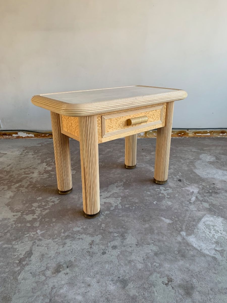 Travertijn & Rotan Tafel Circa 1970 image 5