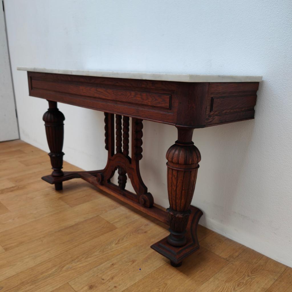 Antieke Franse Sidetable, Haltafel, Bijzettafel Wandconsole Marmer Blad image 3