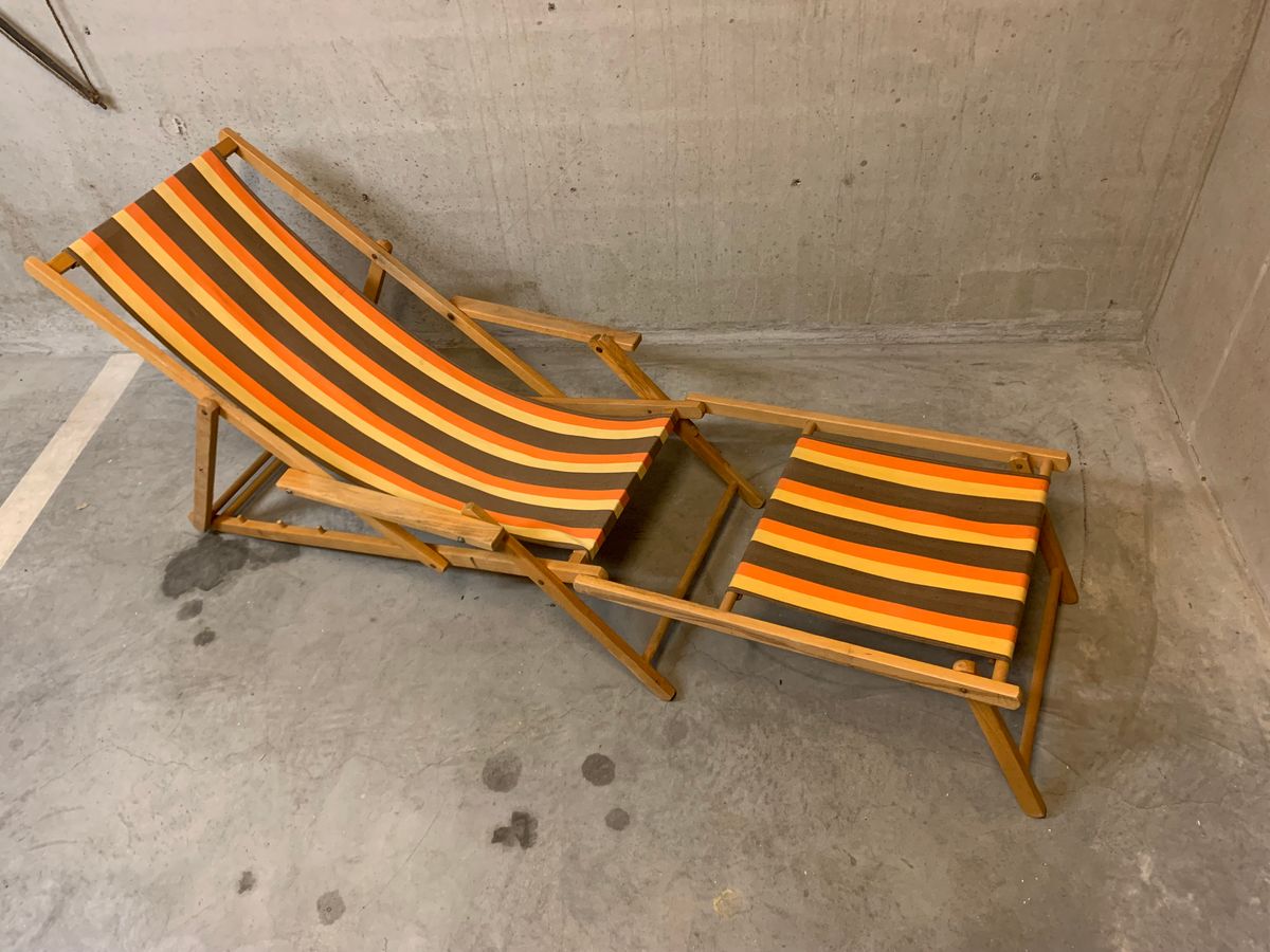Vintage Vrolijke Strandstoel Met Voetbankje image 10