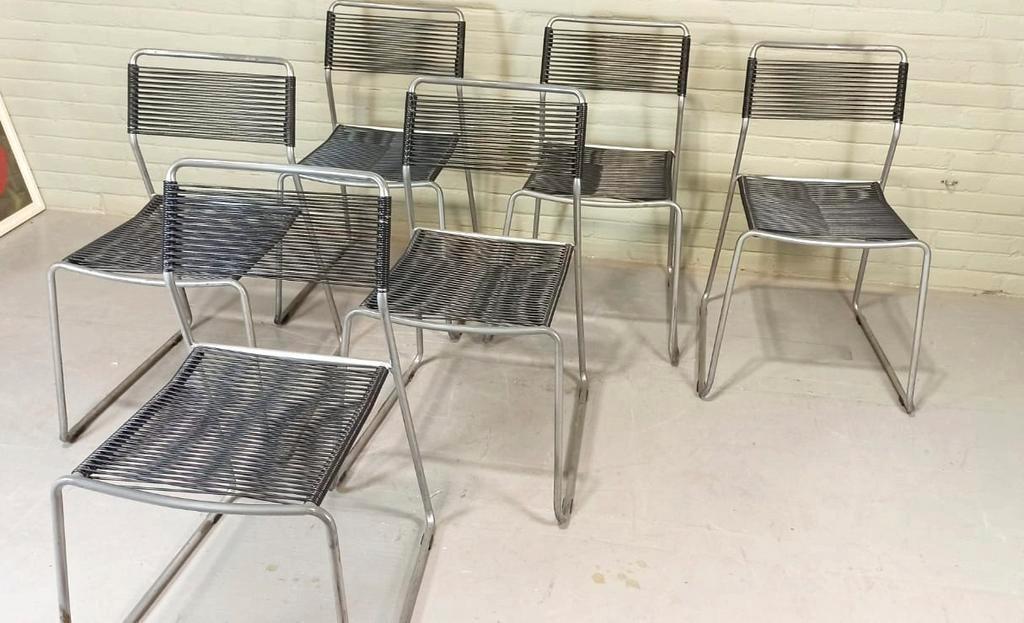 Set Van 6 Melker Spaghetti Stoelen, Lisa Norinder Voor Ikea image 9