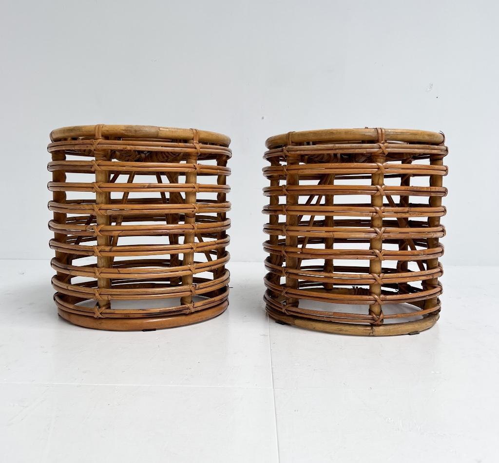 Set Van 2 Rotan Designkrukjes Van Tito Agnoli, 1960's image 6