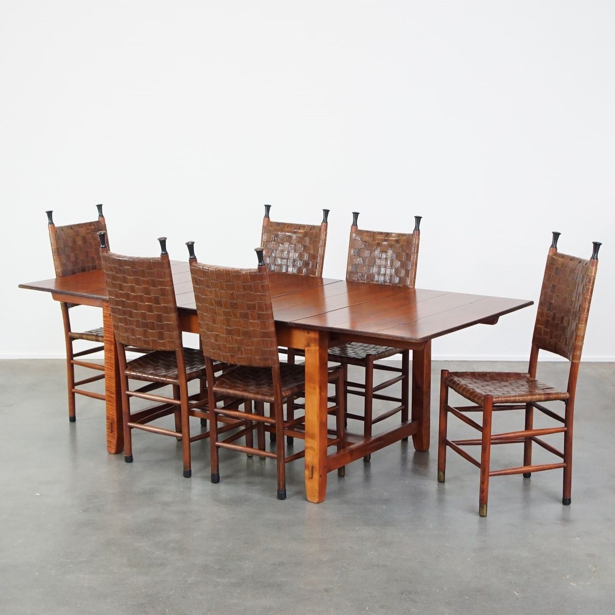Prachtige Design Set Van 6 Eetkamerstoelen En Uitschuifbare Eetkamertafel Van Schuitema image 2