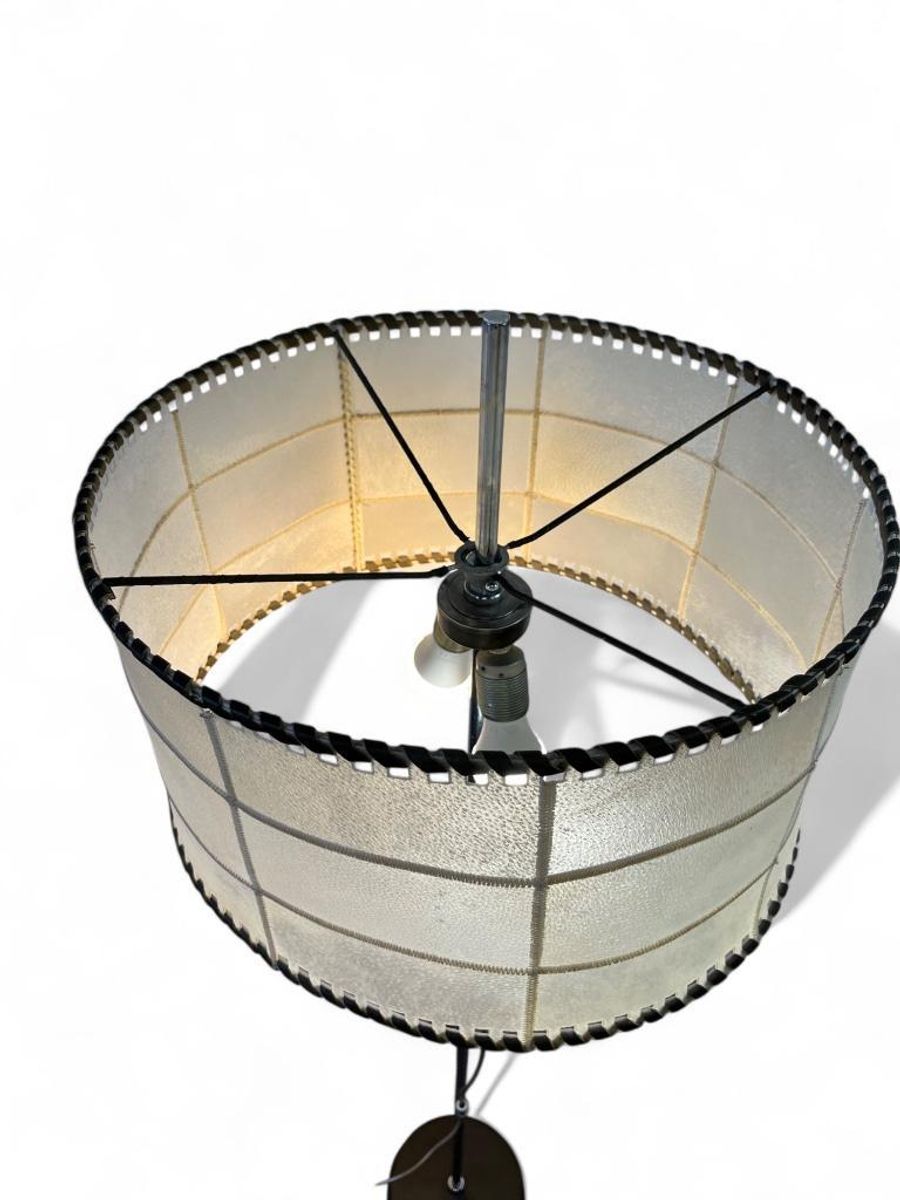 Vintage Staanlamp Met Kap Perkament & Leder Jaren 60 image 3