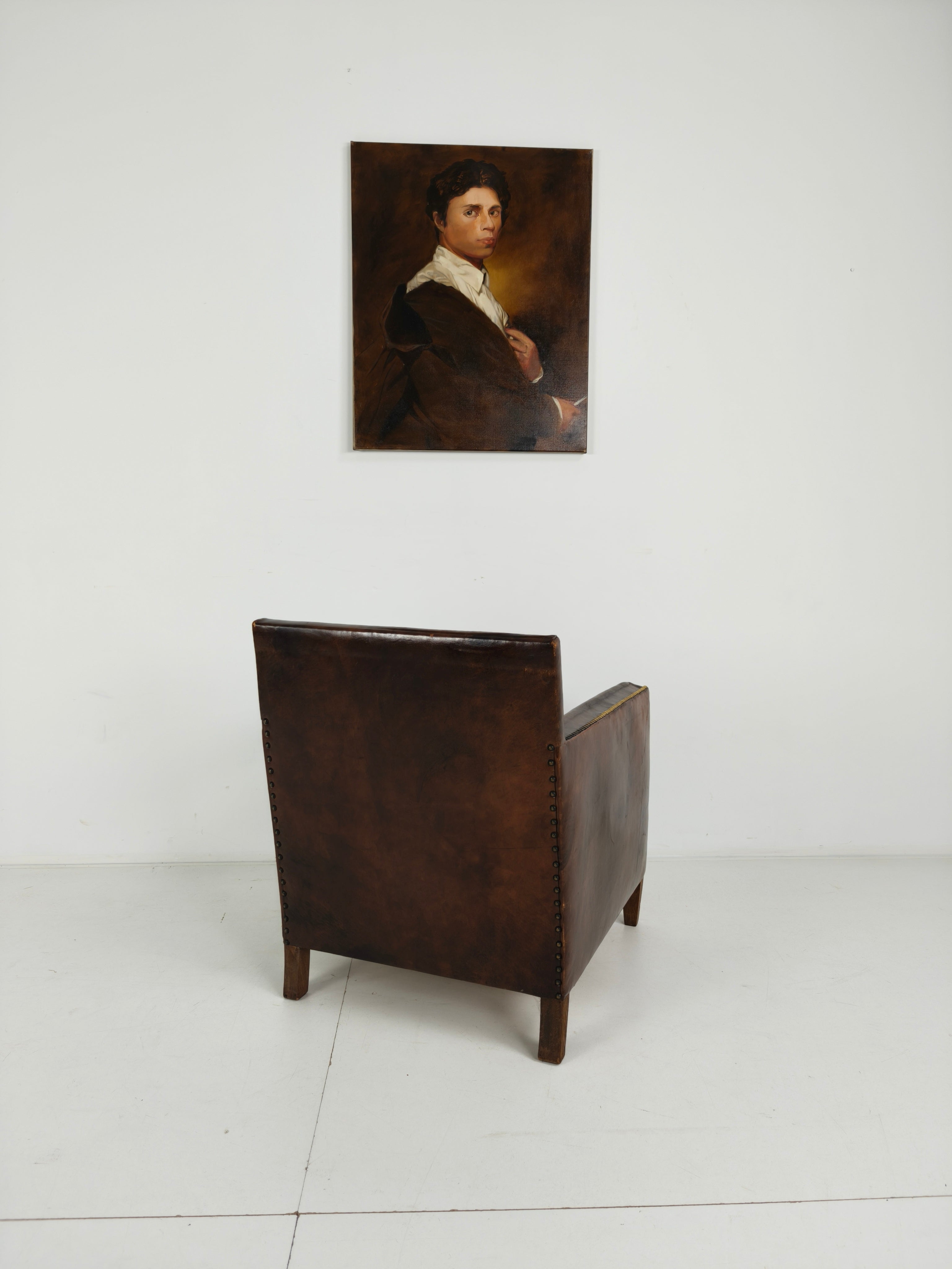 Prachtige Leren Clubfauteuil – Jaren 30 image 6