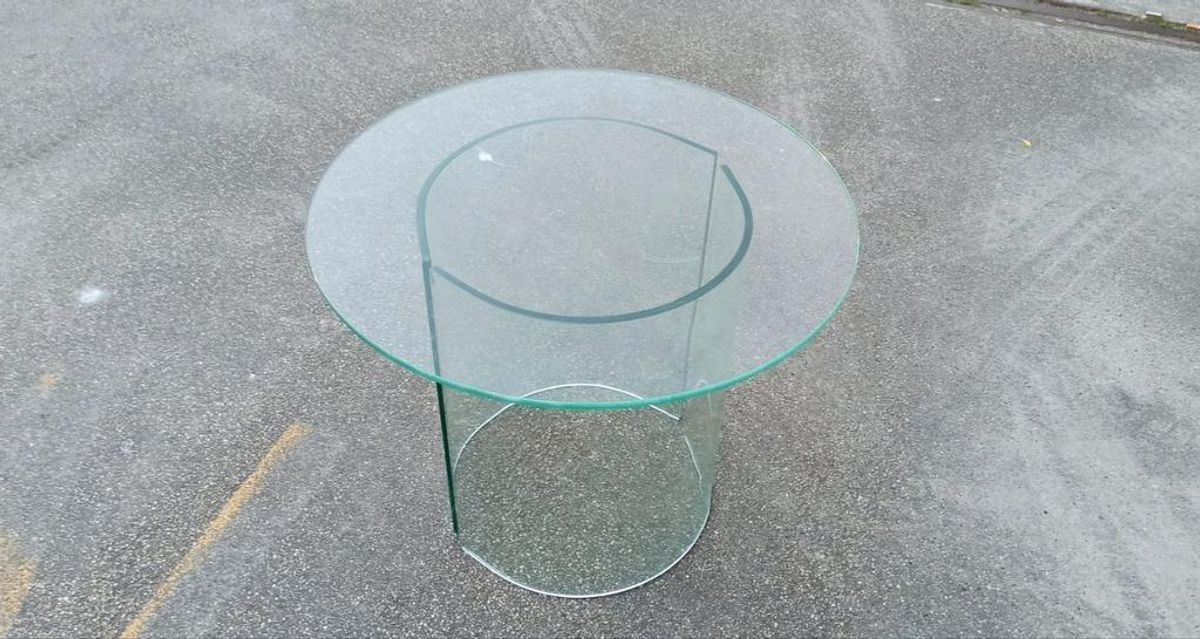 Vintage Postmodern Glazen Bijzettafel, Rond image 11