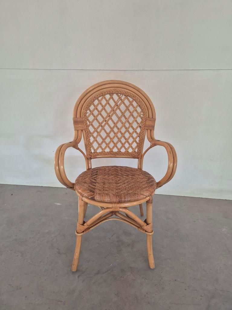 Vintage Boho Rotan Bamboe Stoel image 3