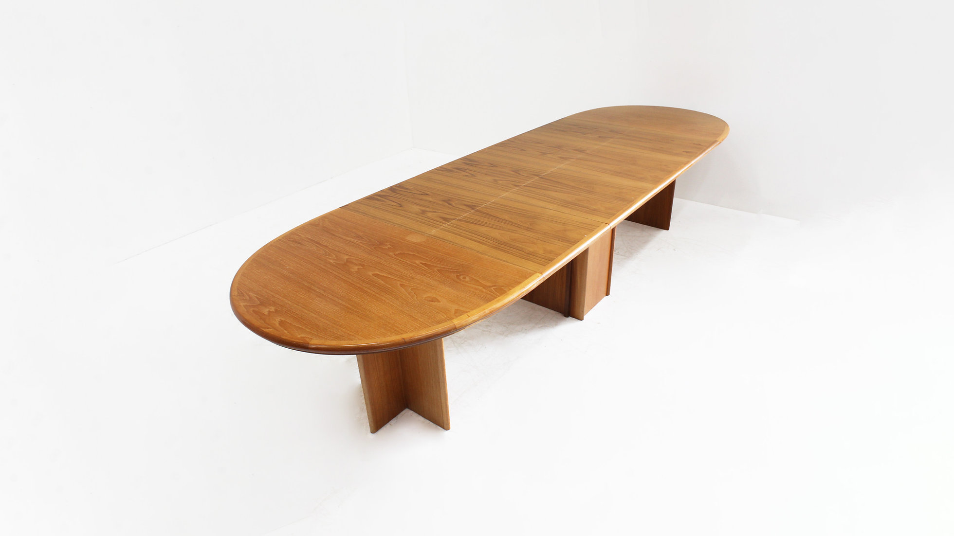 Vintage Danish Large Oval Extendable Dining Table Xl 1960s image 3