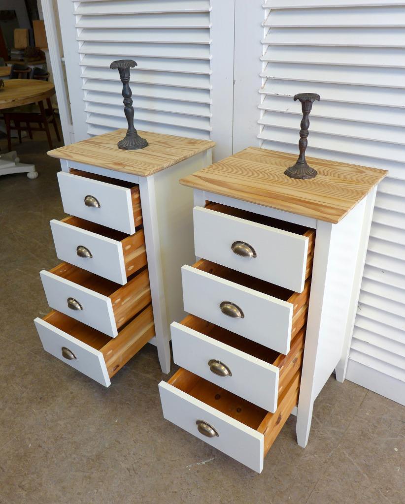 Mooi Set Van 2 Grote Witte Landelijke Lade Nachtkastjes image 7